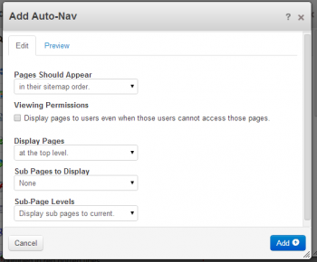 Auto nav block iptions